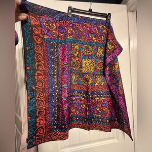 Women’s Vintage The Specialty House Multicolor Boho Print Scarf 100%Silk -Korea